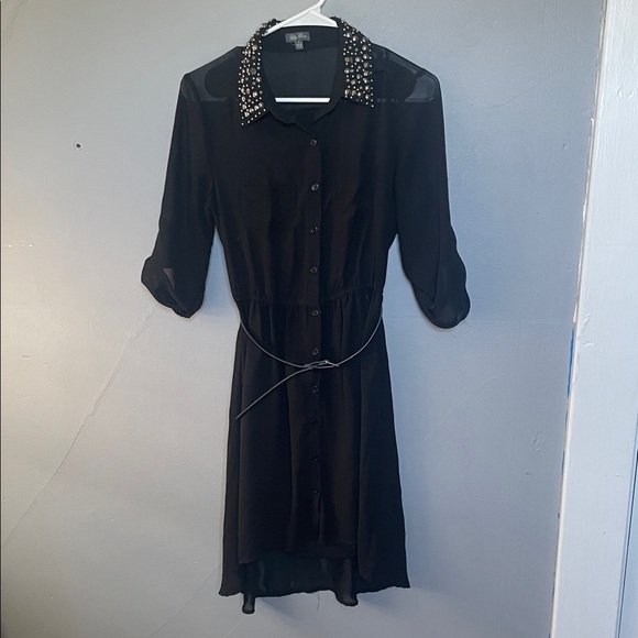 Lily Rose Dresses & Skirts - Lily Rose size small black sheer shirt dress with accented collar dark academia